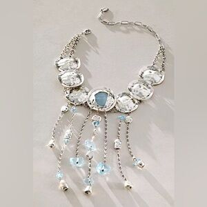 Free People Silver Speak Up Statement Layered Beaded Necklace NWT